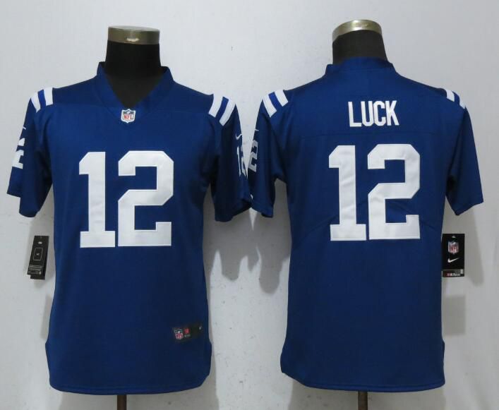 Women Indianapolis Colts 12 Luck Blue Vapor Untouchable Player Nike Limited NFL Jerseys
